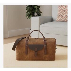 Newhey Waxed Thick Canvas Leather Duffle New Waterproof No Strap